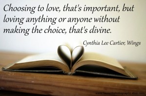 Beautiful Quotes About Love with open book and heart image in background