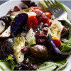 Artichoke Recipes — Greens, Artichokes & Baby Potatoes Artichoke Recipes: Colorful Photo of Green salad w/ Artichokes & Purple Potatoes